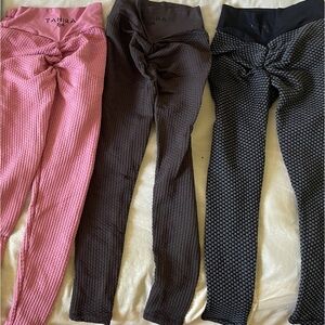 Tahira by kb - Scrunch Butt Textured Leggings, all 3 pairs